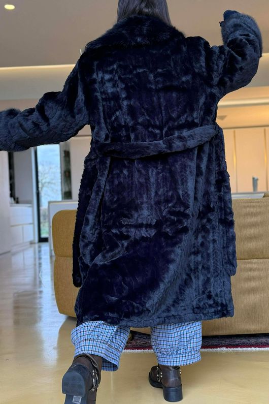 Verbier Premium Faux Fur Coat Midnight